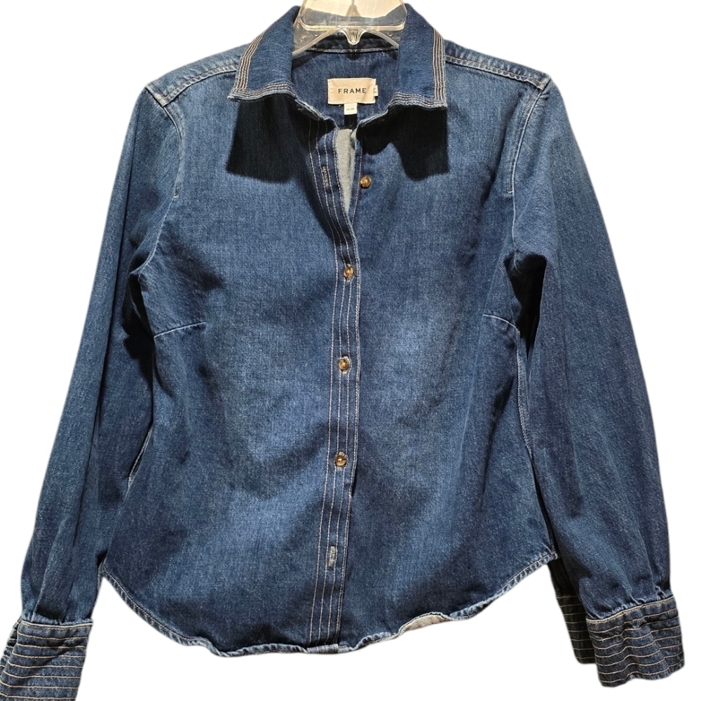FRAME trapundo Long Sleeve Button-Up denim - Picture 6 of 7
